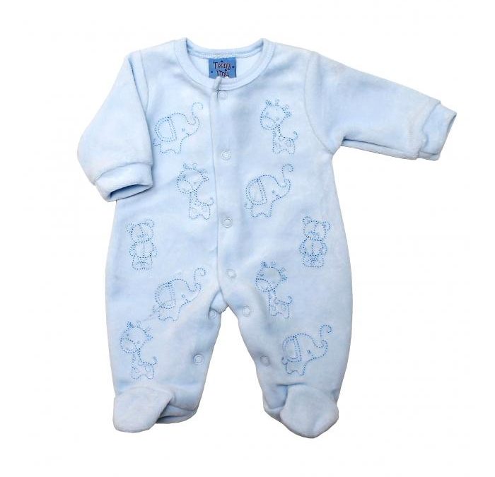 Teeny Tiny - Velour Romper In Pink And Blue Mix In The Pack - BLUE