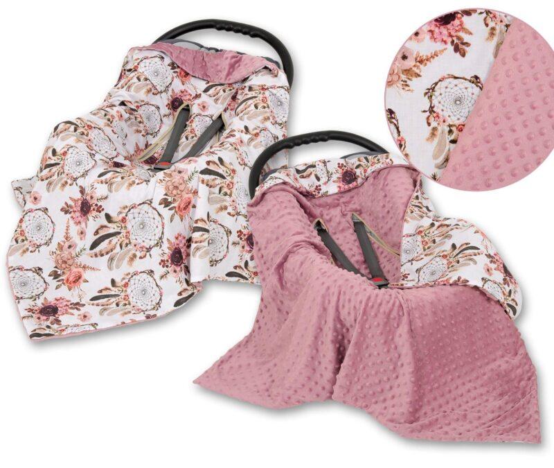 kocyk-do-fotelika-1072-lapacze-snow-kwiatowe-roz-retro-minky kocyk-do-fotelika-1072-lapacze-snow-kwiatowe-roz-retro-minky